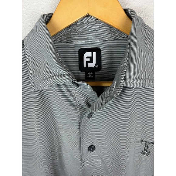 FootJoy Men's Medium Gray Striped Logo Short Sleeve Golf Polo Shirt - Picture 3 of 10